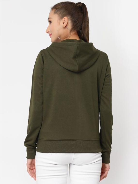 olive solid hooded sweatshirt - 20501704 - Standard Image - 2