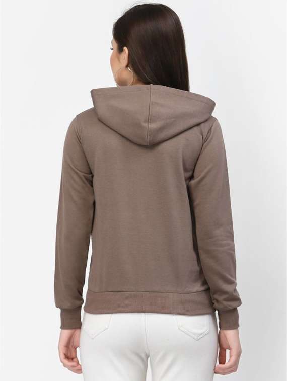 brown solid hooded sweatshirt - 20501705 - Standard Image - 2