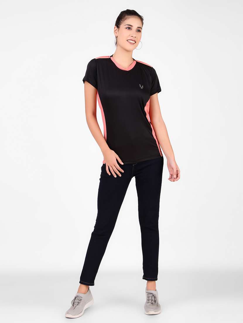 women's color block crew neck t-shirt - 20501755 - Standard Image - 2