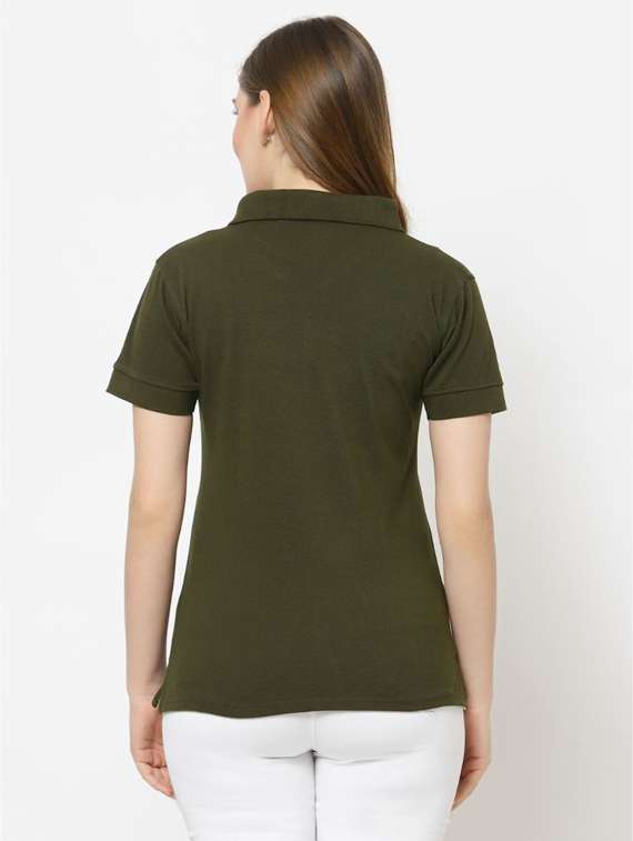 olive solid polo tees - 20501825 -  Standard Image - 2