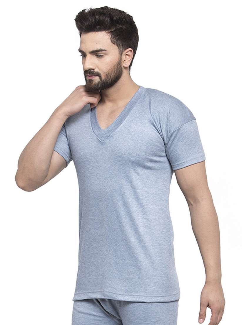men grey solid thermal top - 20501901 - Standard Image - 2