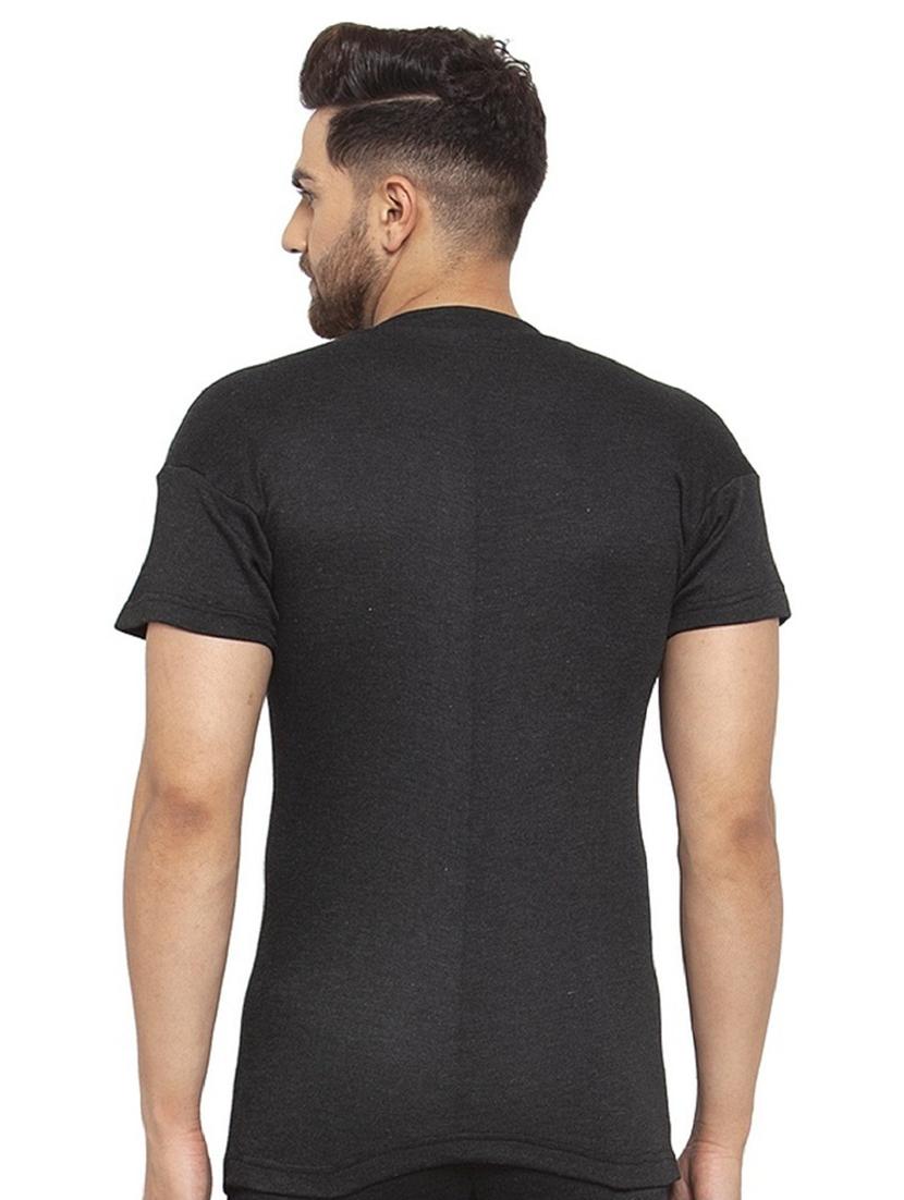black cotton blend thermal top - 20501905 - Standard Image - 2