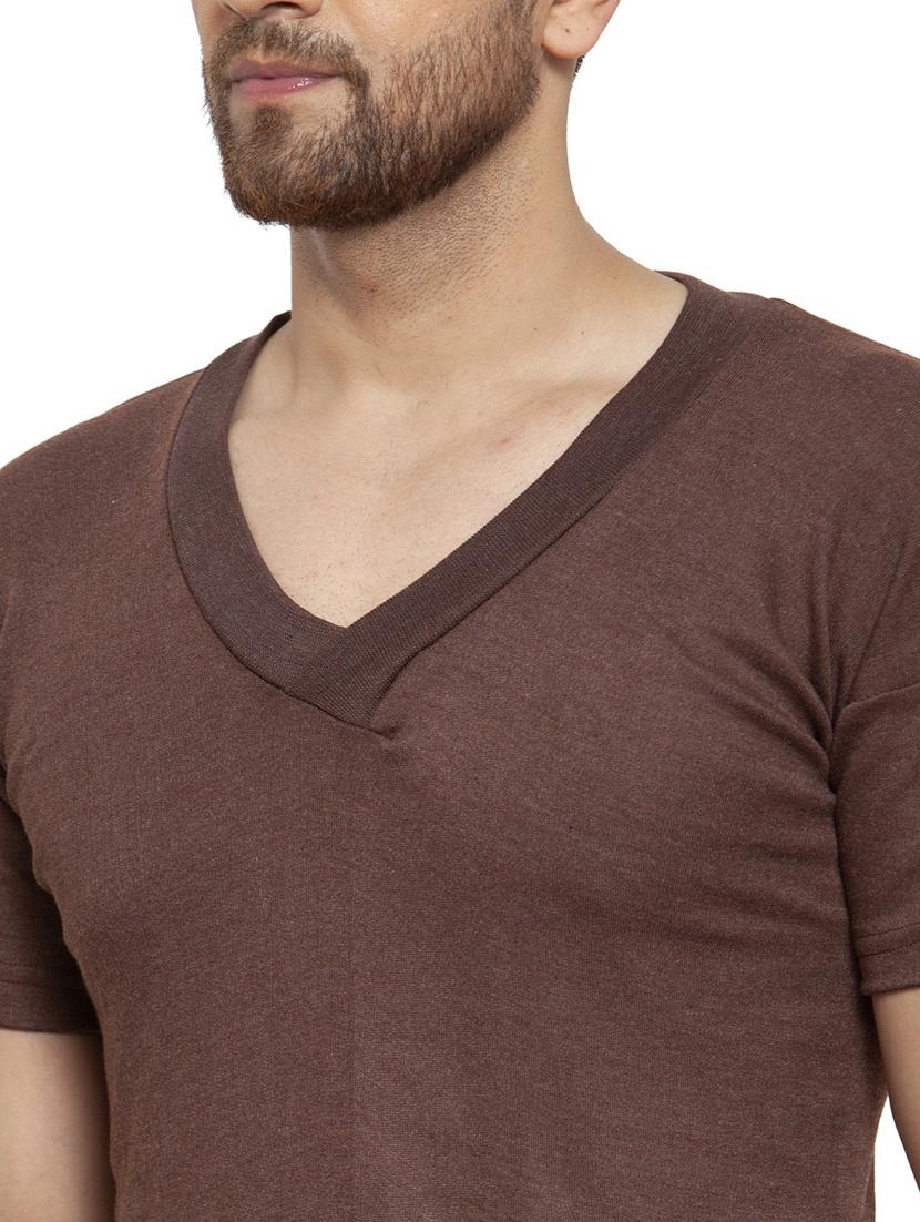 men brown wool thermal top bottom set - 20501914 - Standard Image - 2