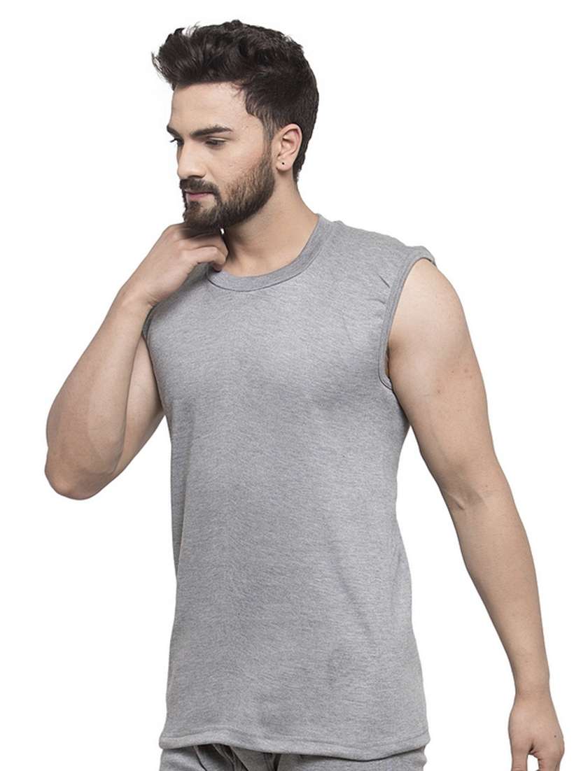 grey cotton thermal top - 20501927 - Standard Image - 2