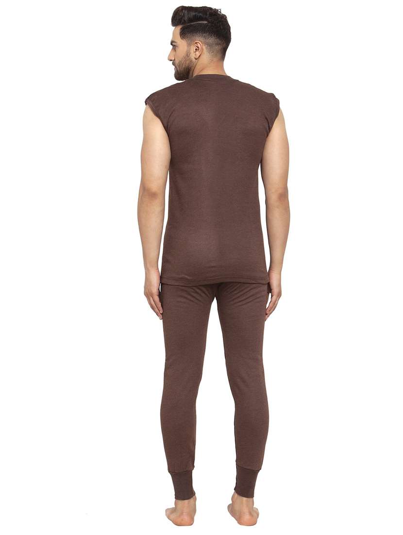 men brown cotton thermal set - 20501934 -  Standard Image - 2