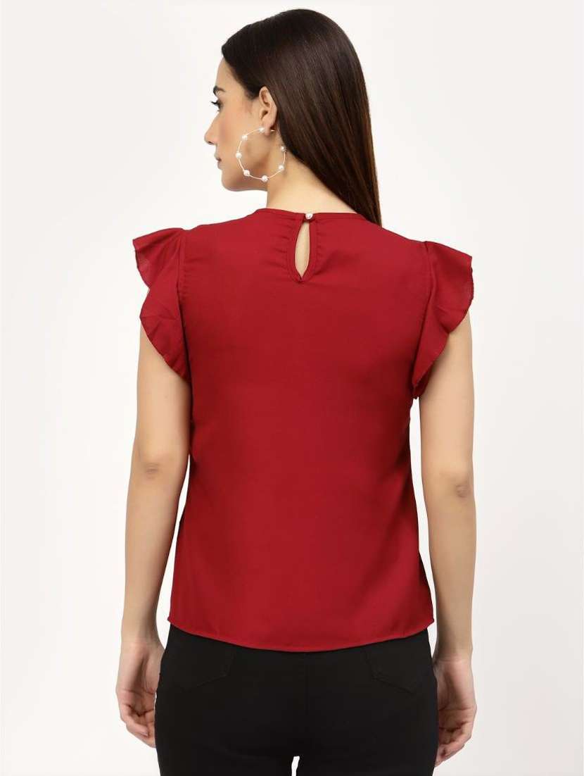 maroon solid regular top - 20502135 - Standard Image - 2