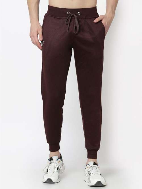 men coffee brown solid mid rise jogger - 20502165 -  Standard Image - 0