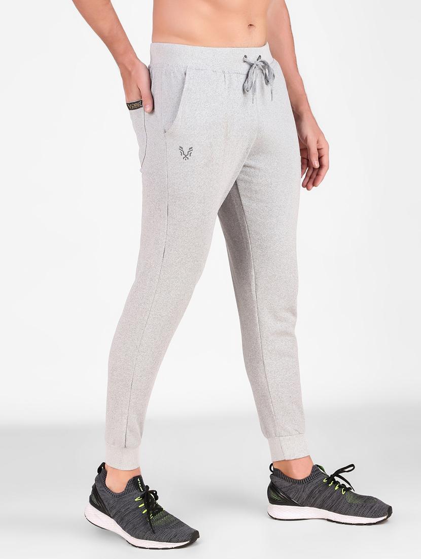 men optic white cotton blend joggers