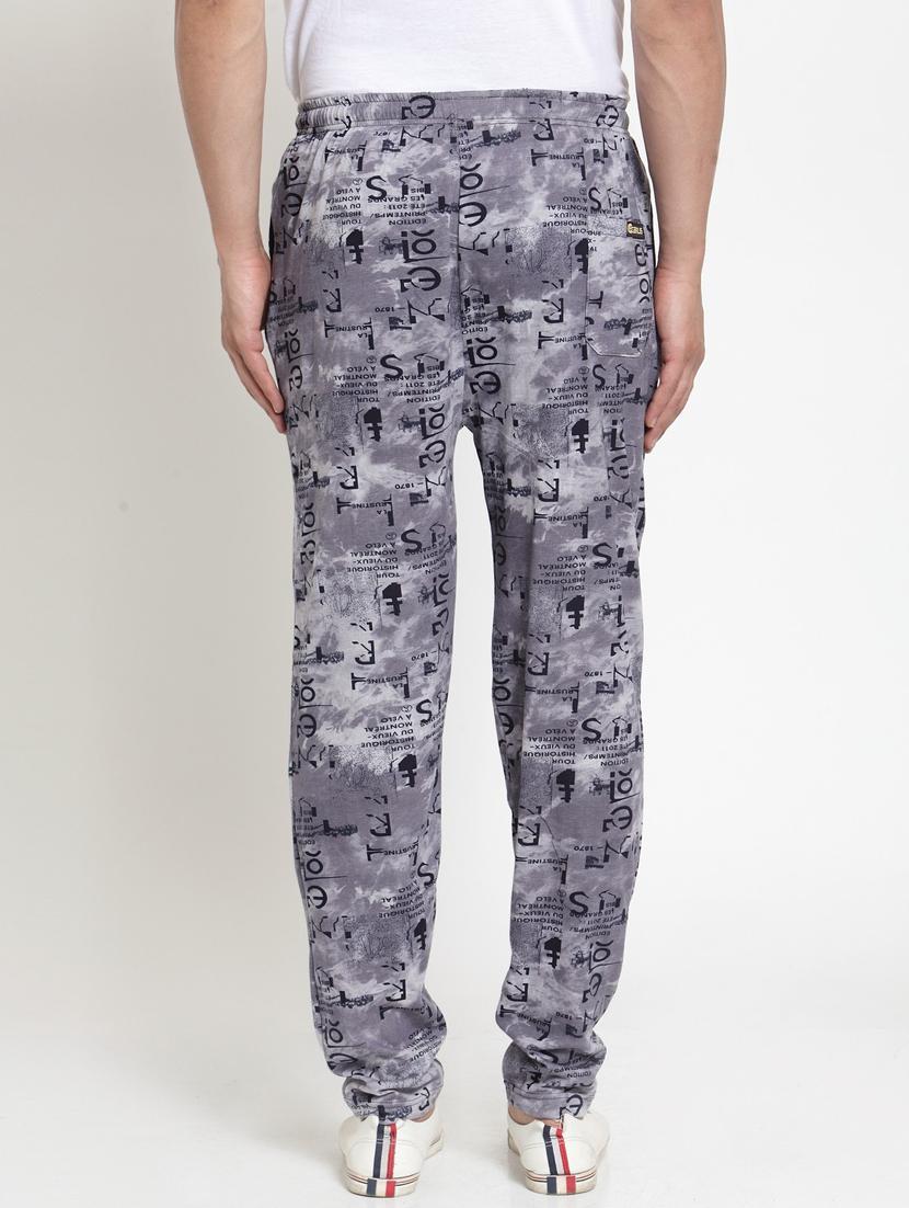 men grey cotton blend printed track pant - 20502211 - Standard Image - 2