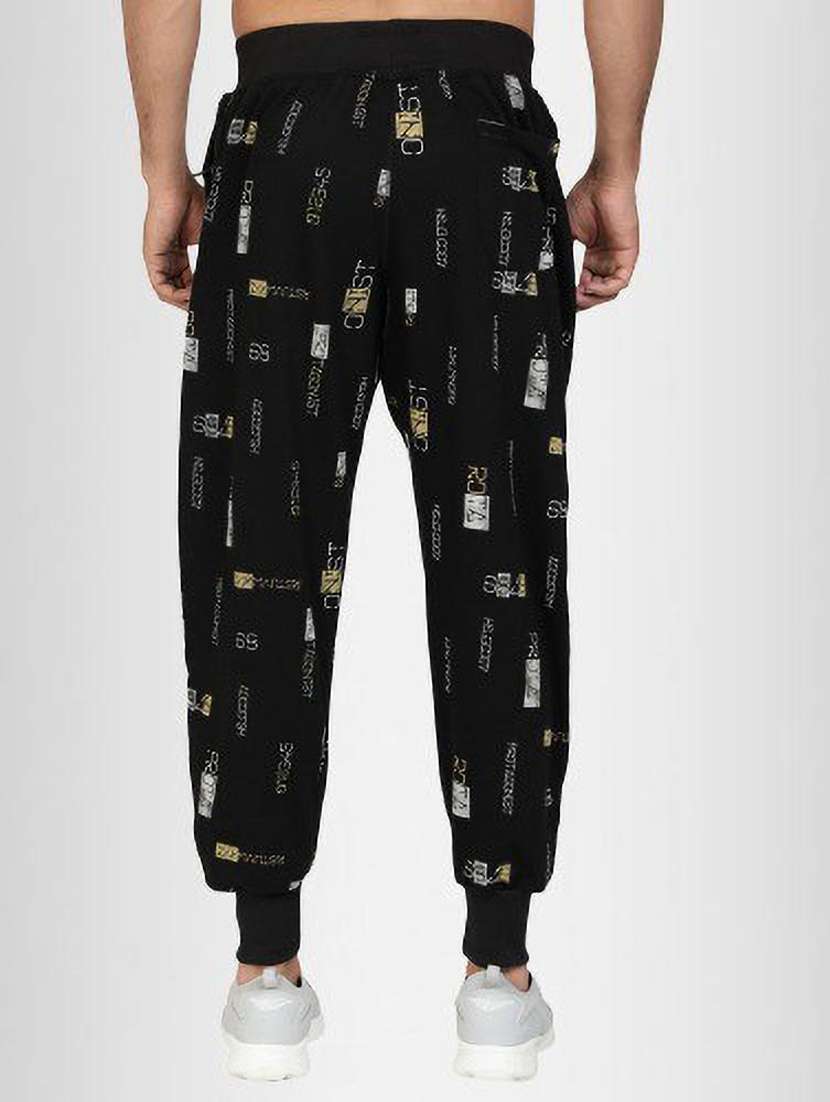 men black cotton blend printed joggers - 20502248 - Standard Image - 2