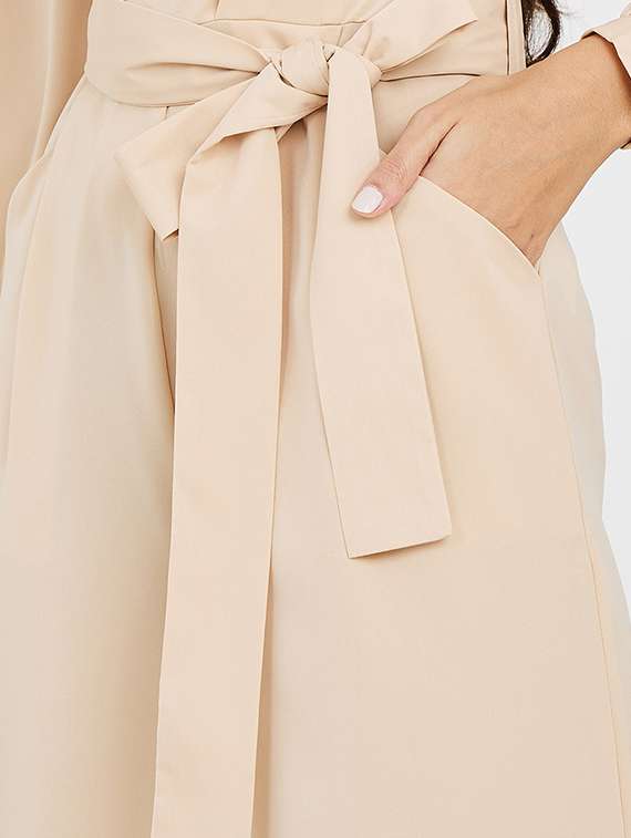 nude solid full leg jumpsuit - 20502557 - Standard Image - 2