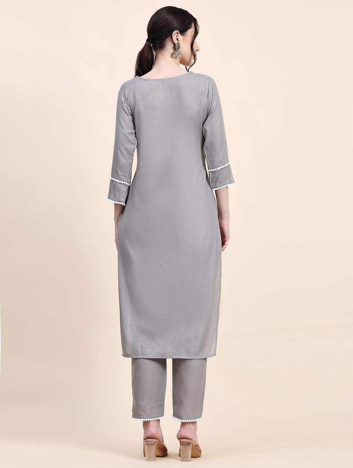 women grey kurta pant set - 20502603 - Standard Image - 2