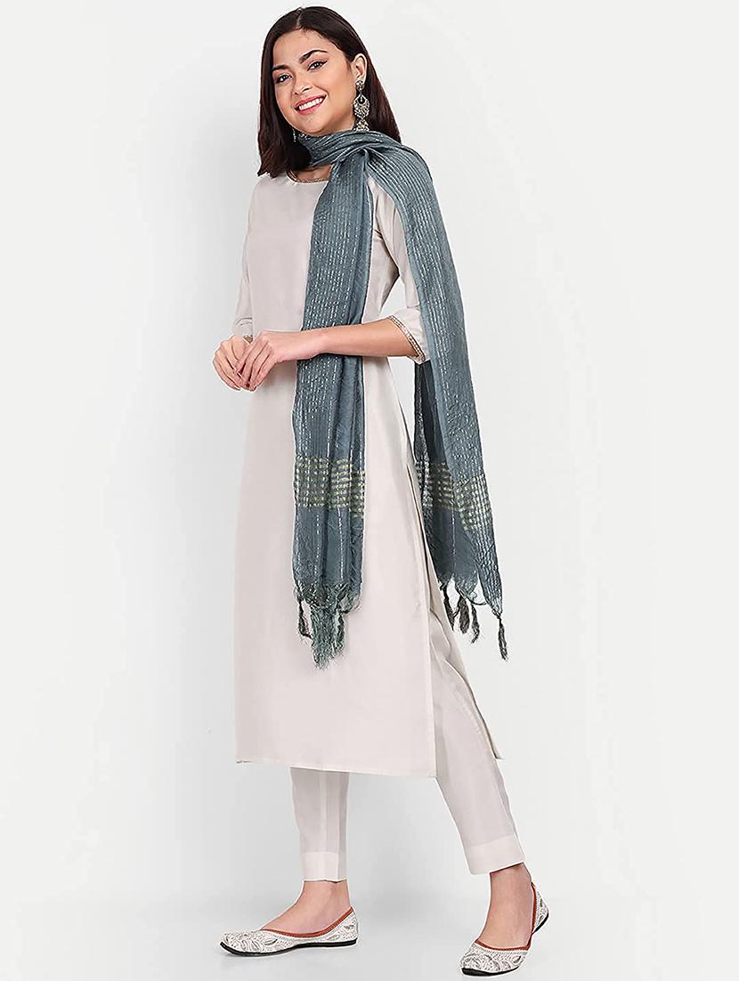 grey striped dupatta - 20502743 - Standard Image - 2