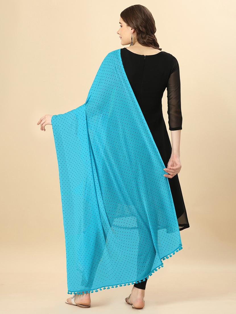 light blue polka dot printed dupatta - 20502792 - Standard Image - 2