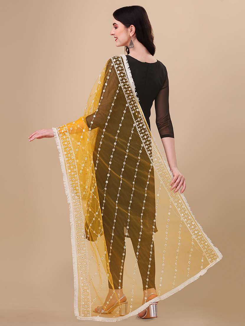 yellow solid with work dupatta - 20502795 - Standard Image - 2