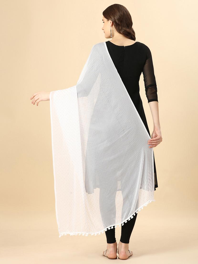 white polka dot printed dupatta - 20502796 - Standard Image - 2