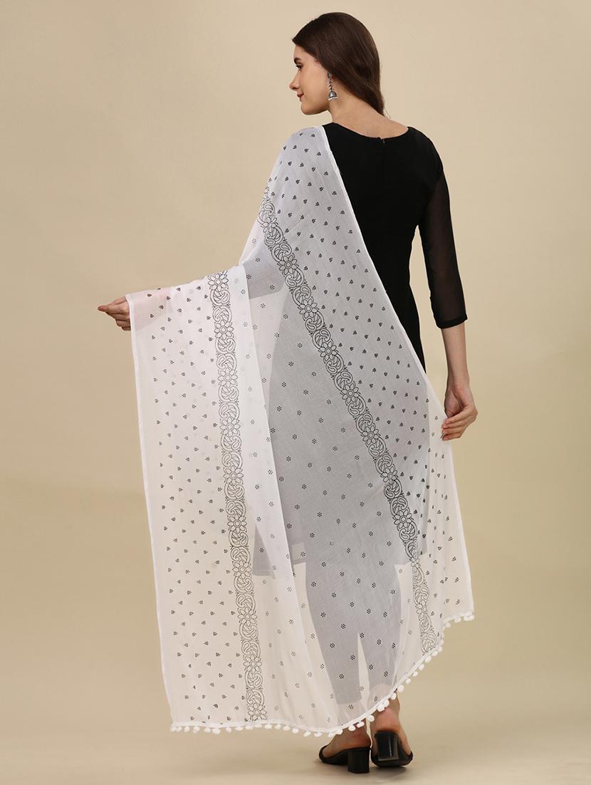 white printed dupatta - 20502799 - Standard Image - 2