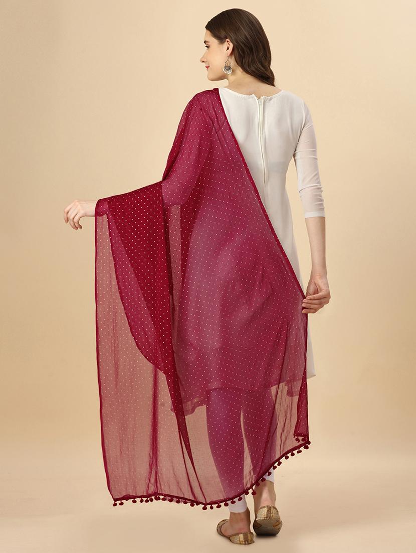 maroon polka dot printed dupatta - 20502801 - Standard Image - 2