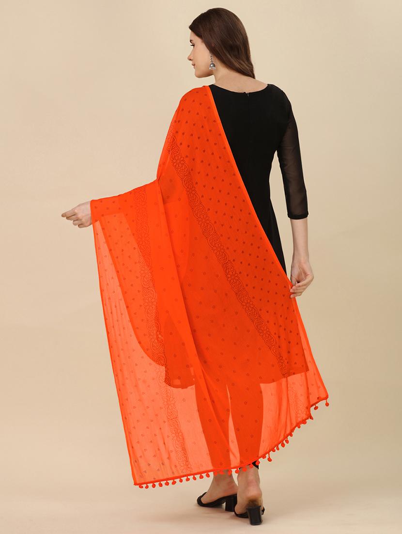 orange printed dupatta - 20502812 - Standard Image - 2