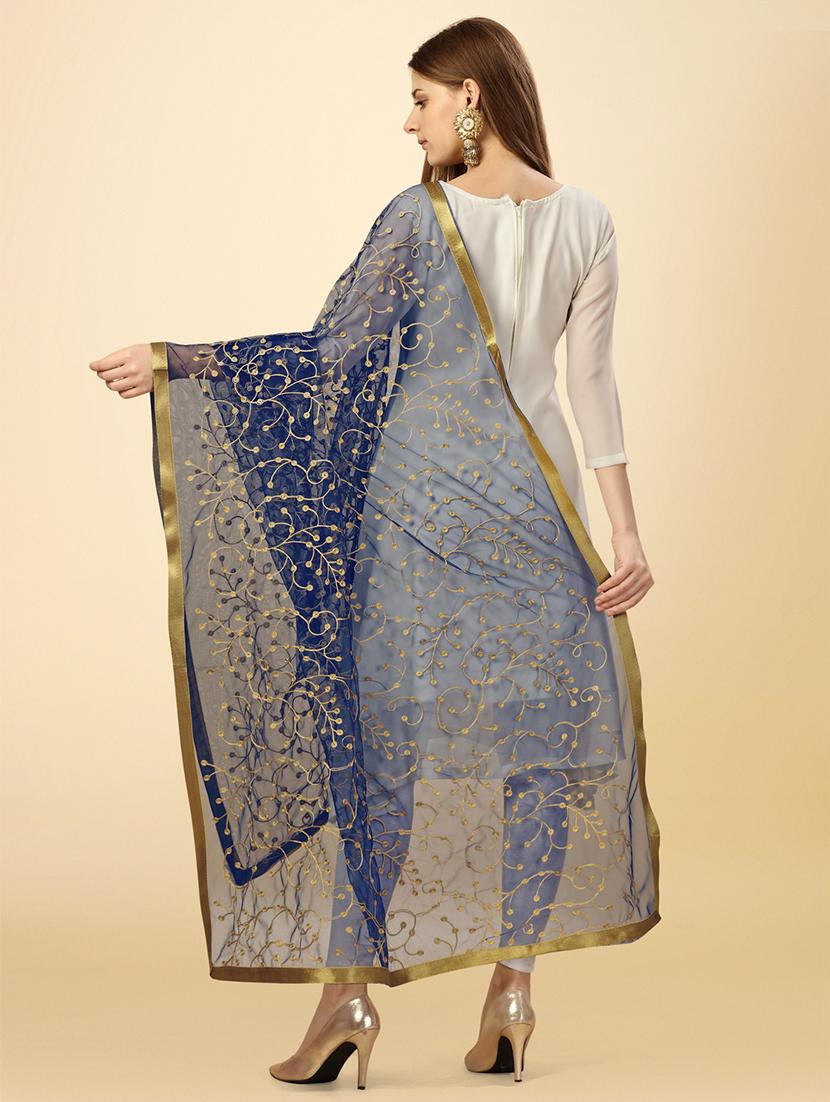 blue solid with work dupatta - 20502816 - Standard Image - 2