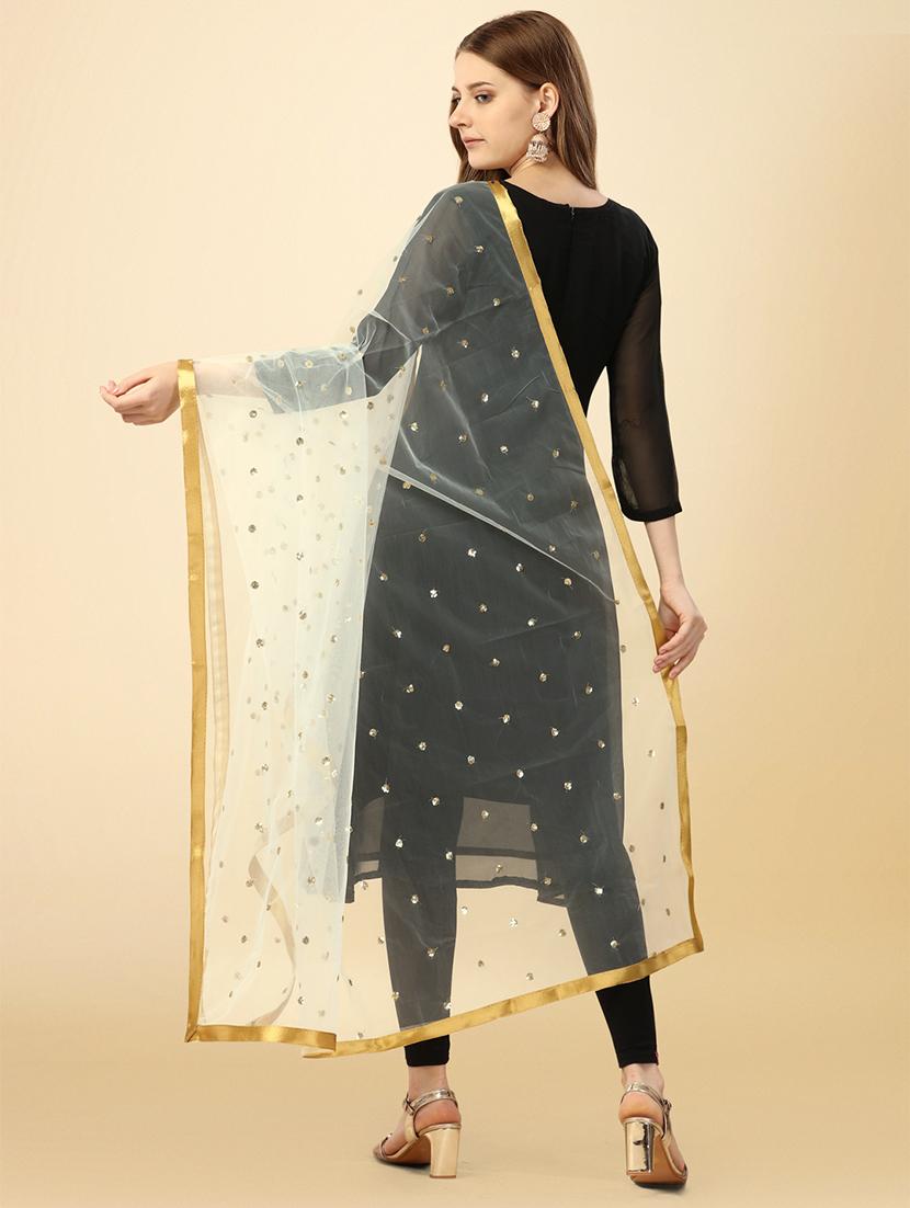white solid with work dupatta - 20502818 - Standard Image - 2