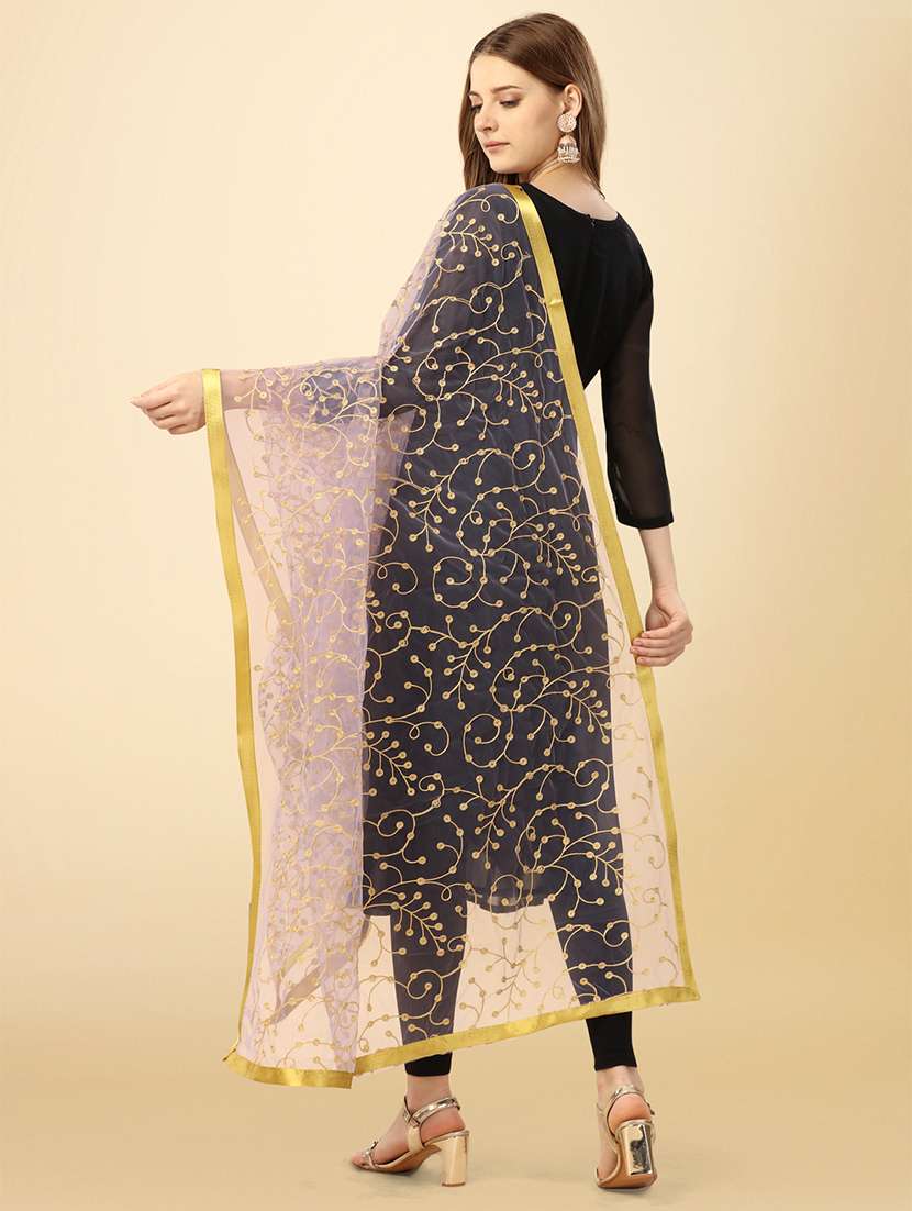 lavender solid with work dupatta - 20502826 - Standard Image - 2