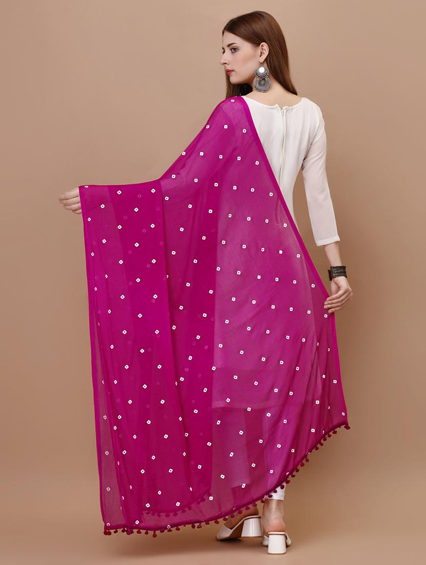 magenta bandhani printed dupatta - 20502846 - Standard Image - 2