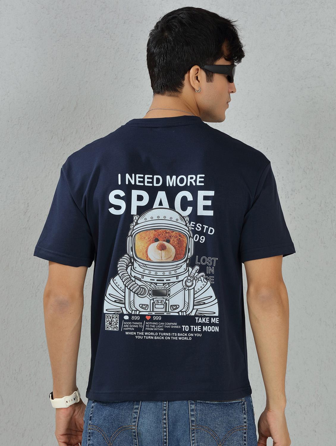 men graphic printed navy blue back print t-shirt - 20502948 - Standard Image - 2