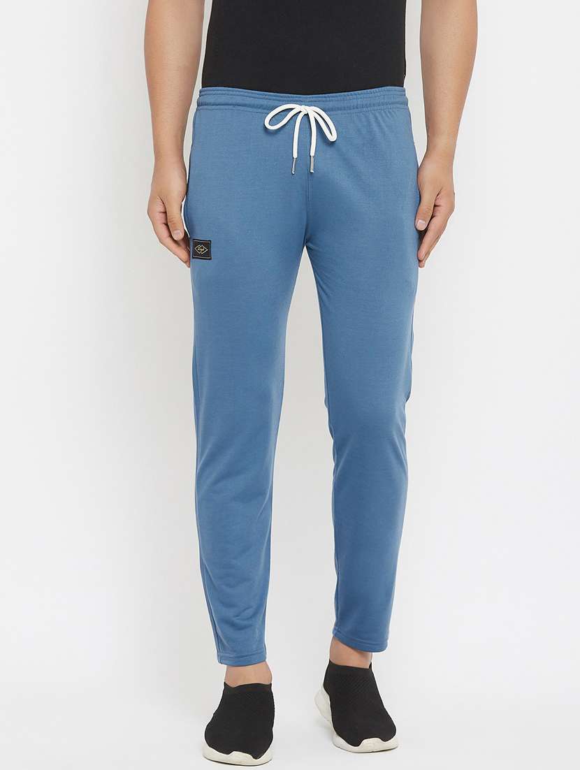 men solid cotton track pant