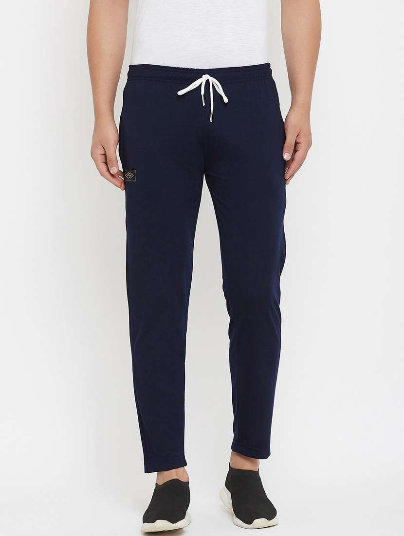 men solid cotton track pant