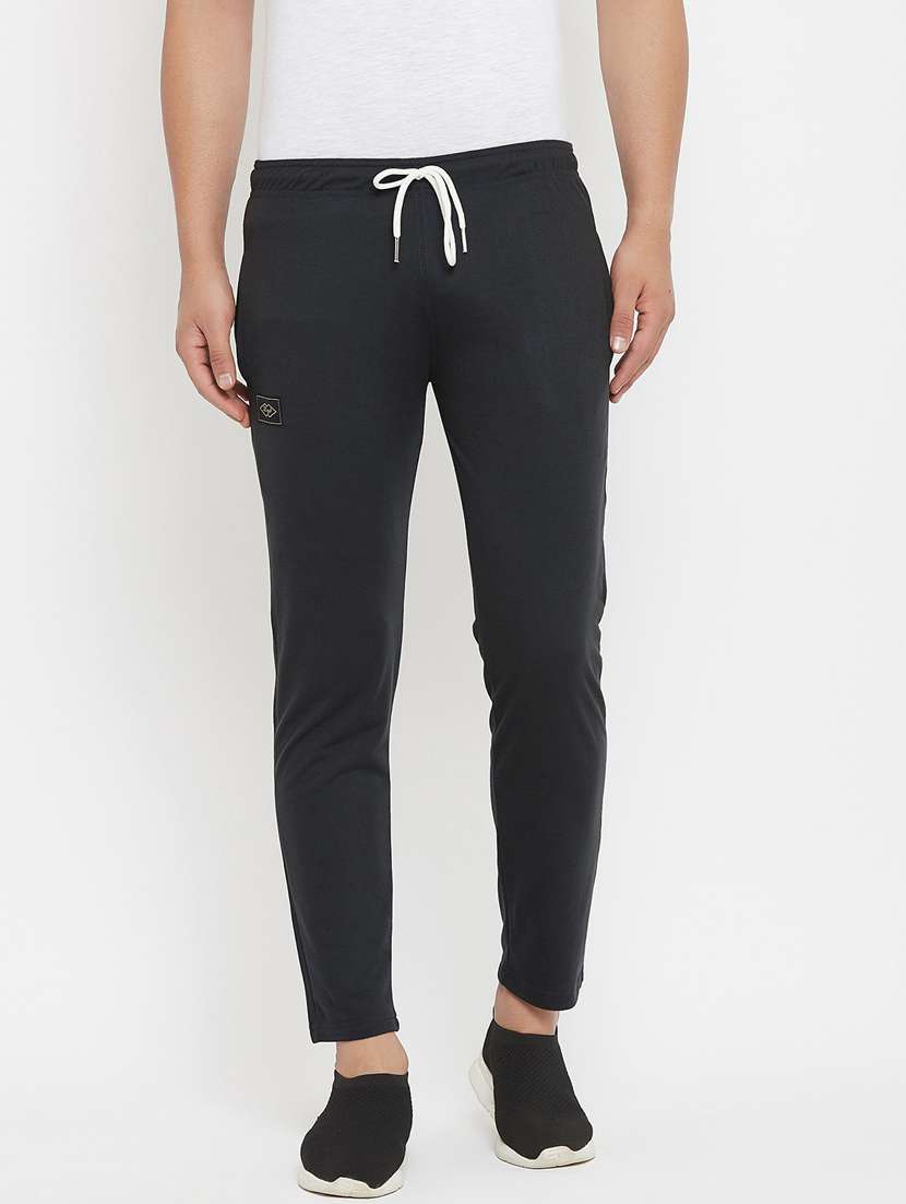 men solid cotton track pant