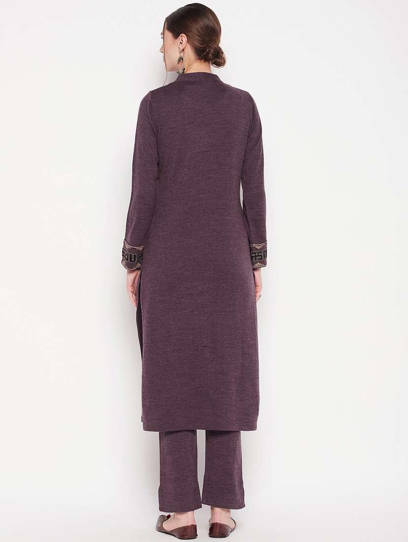 purple long sleeve kurta pant set - 20506612 -  Standard Image - 2