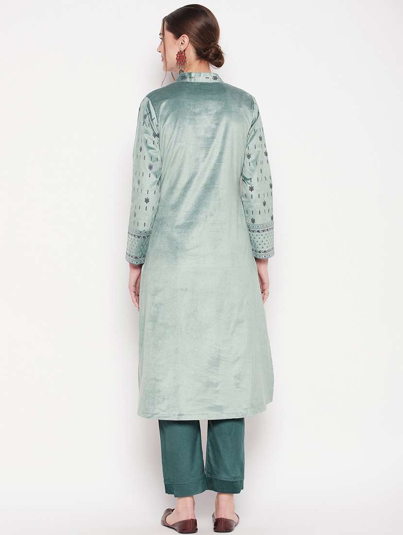 women long sleeve woollen kurta pant set - 20506614 - Standard Image - 2