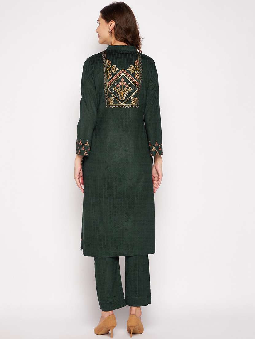 women long sleeve woollen kurta pant set - 20506715 - Standard Image - 2