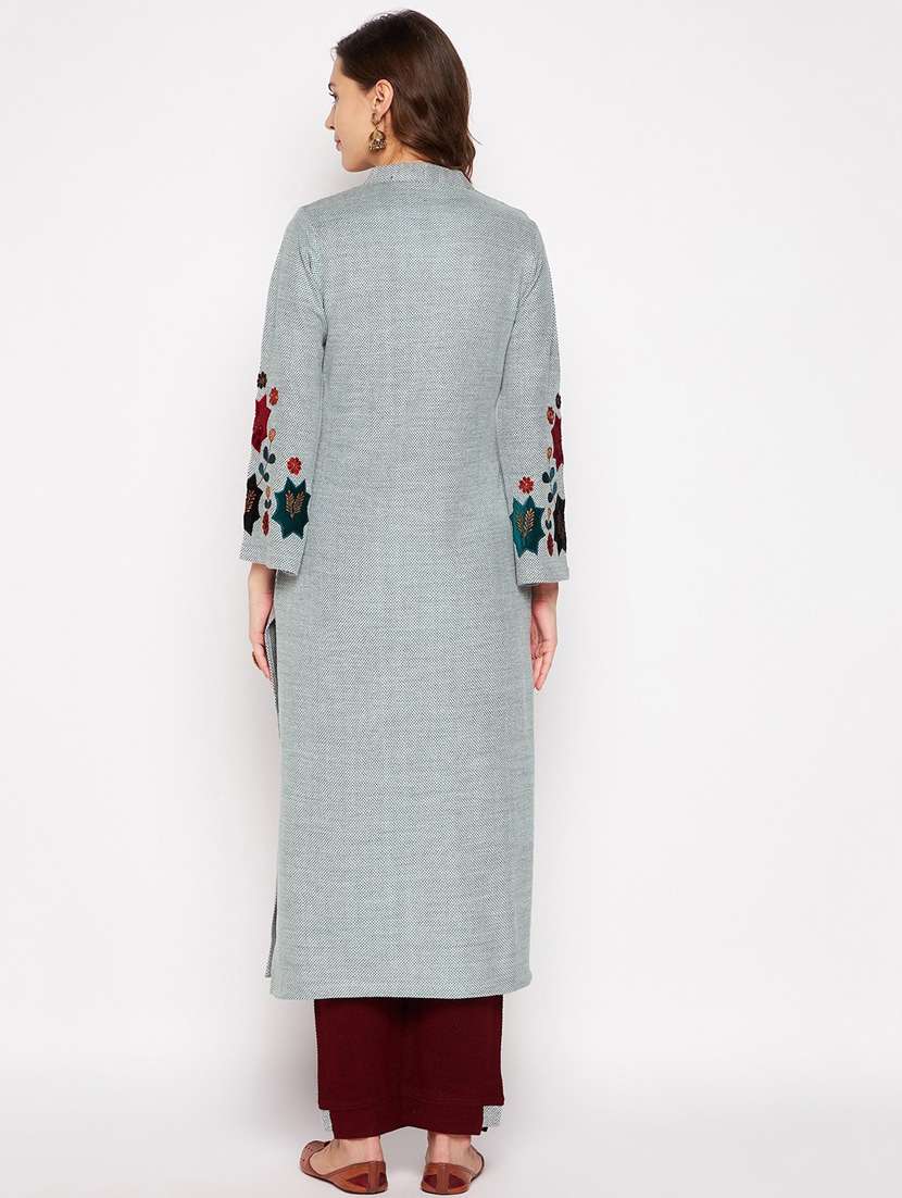 women long sleeve woollen kurta pant set - 20506742 - Standard Image - 2