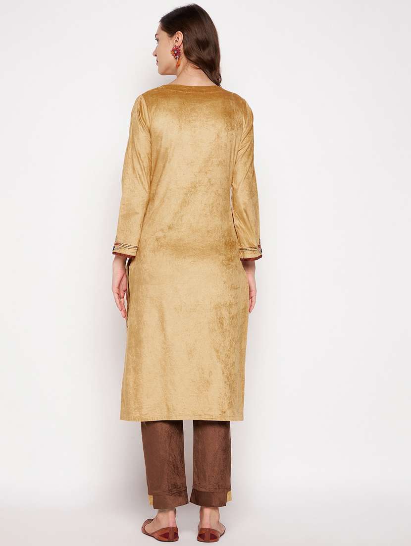 women long sleeve woollen kurta pant set - 20506798 - Standard Image - 2