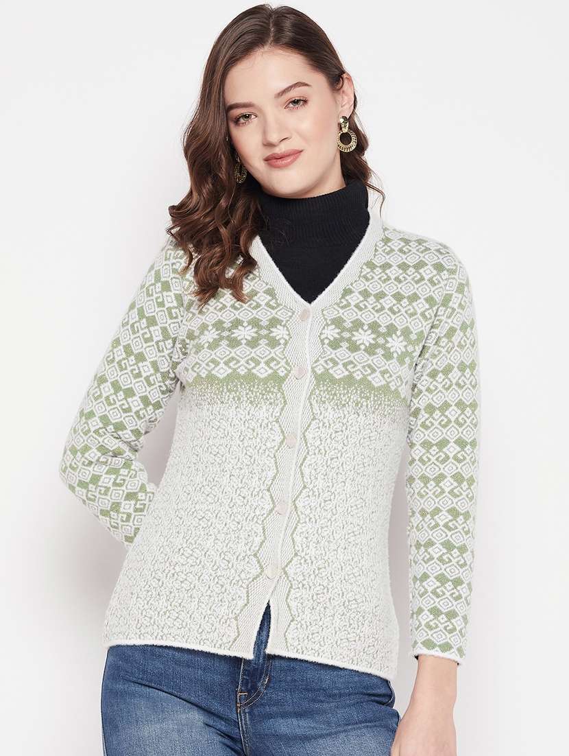 women multi colored wool blend cardigan