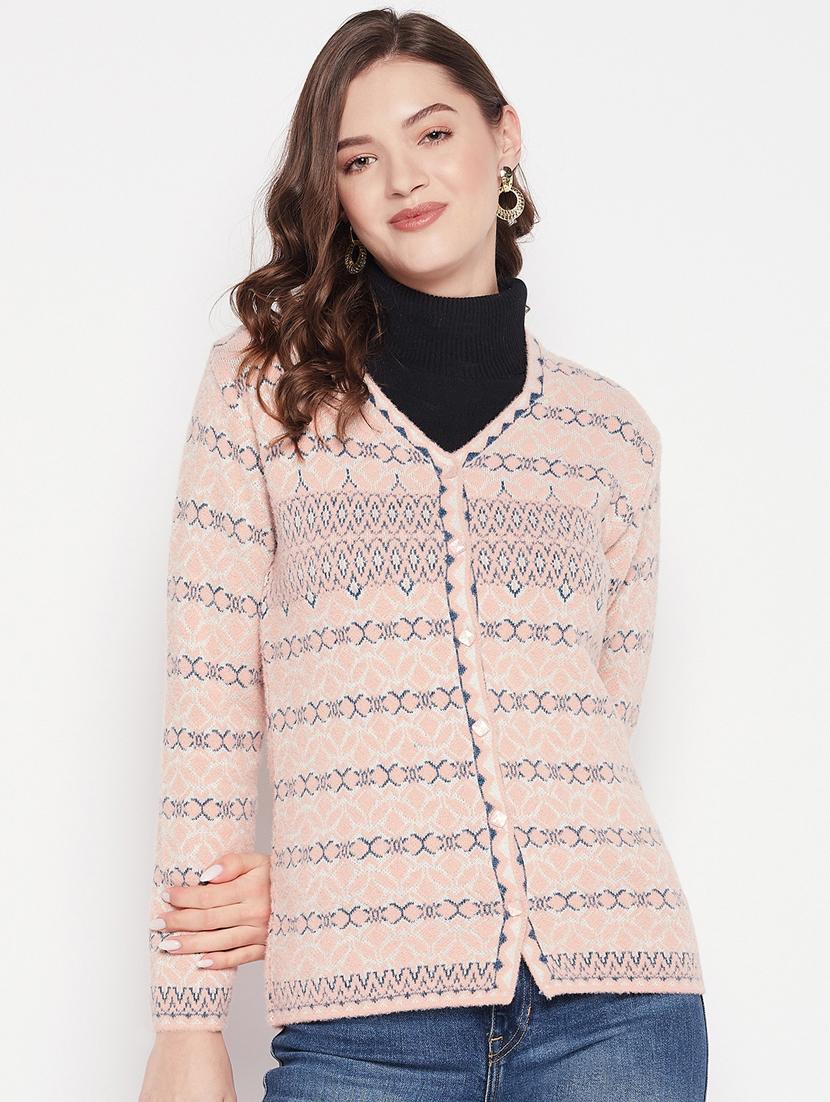 women peach wool blend cardigan - 20506890 - Zoom Image - 0