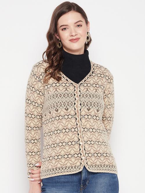women tan wool blend cardigan - 20506891 - Standard Image - 0