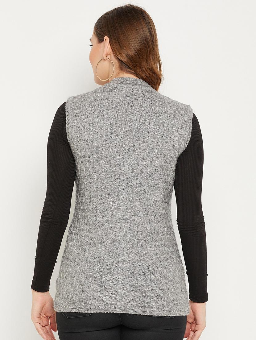 women grey sleeveless cardigan - 20507017 - Standard Image - 2