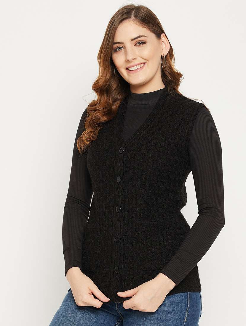 women black sleeveless cardigan - 20507030 -  Standard Image - 2
