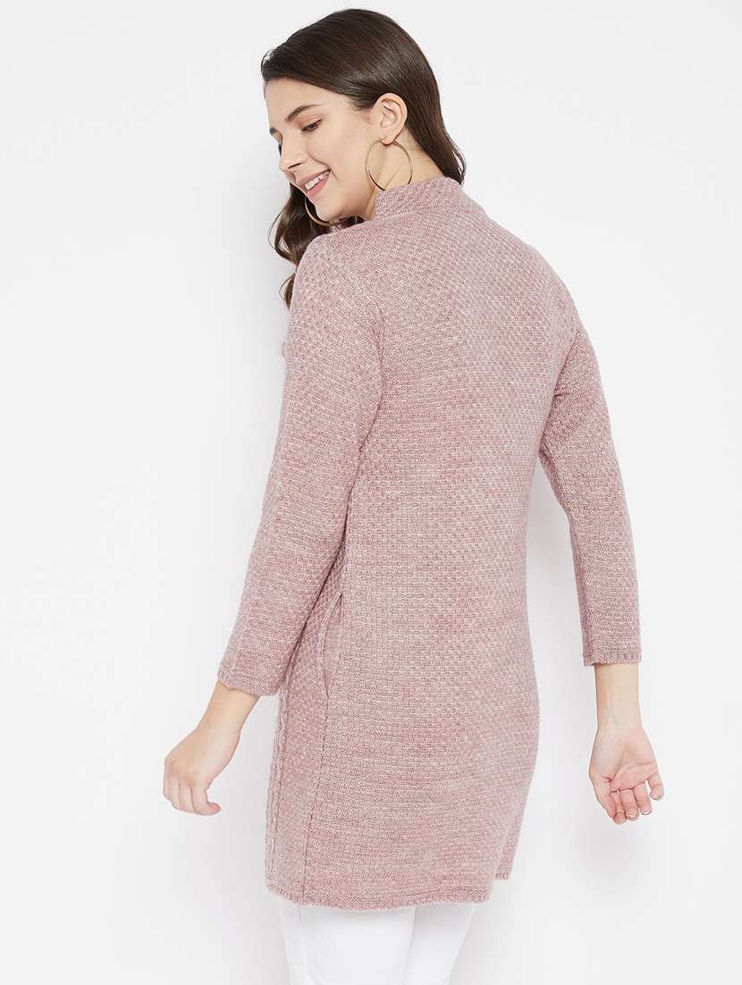women mauve wool blend cardigan - 20507034 - Standard Image - 2