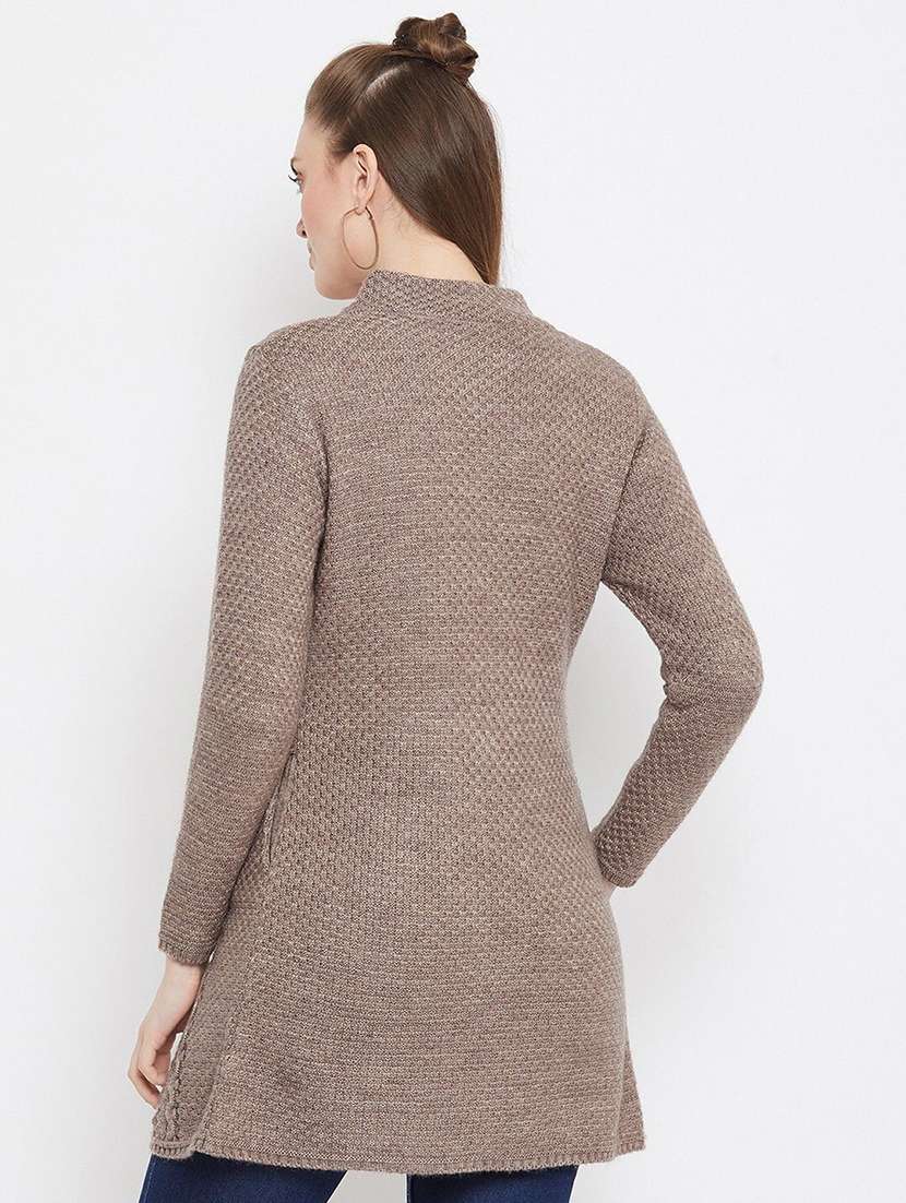 women brown wool blend cardigan - 20507050 -  Standard Image - 2