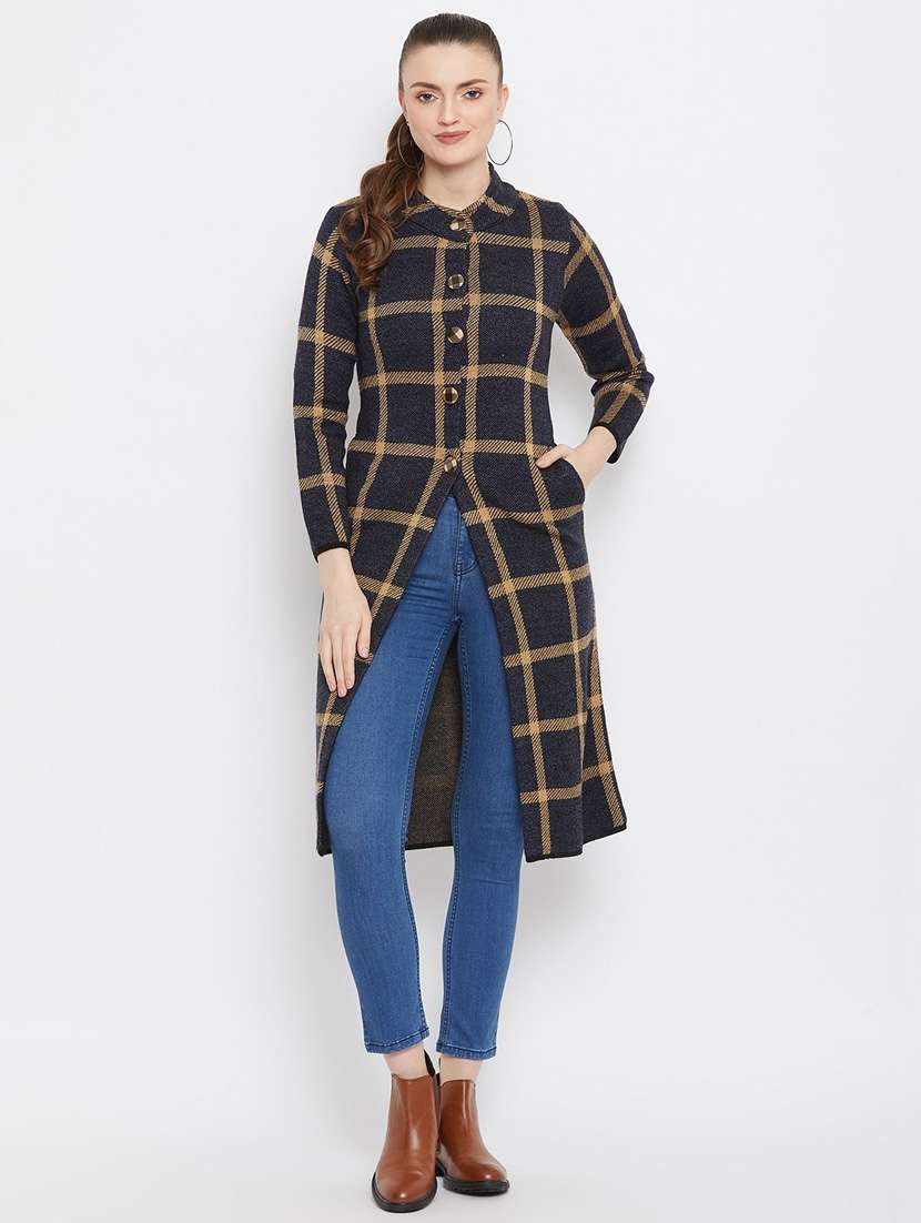 black self designed woolen cardigan