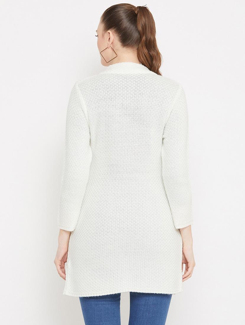 white self designed woolen cardigan - 20507083 - Standard Image - 2