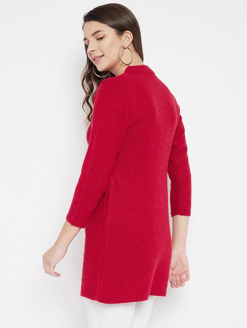 red self designed woolen cardigan - 20507084 - Standard Image - 2