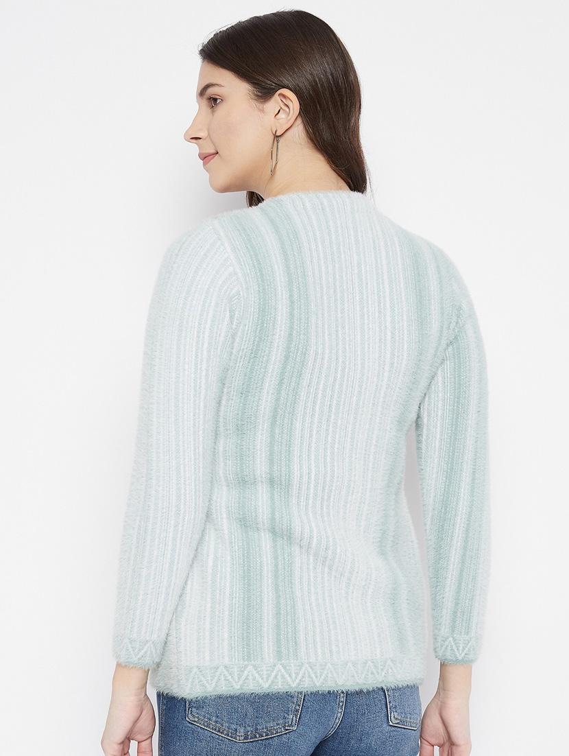 light blue self designed woolen cardigan - 20507105 - Standard Image - 2