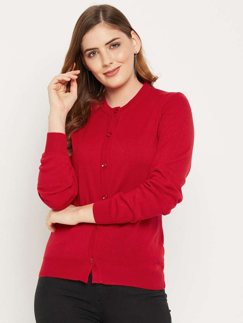 red red woolen cardigan