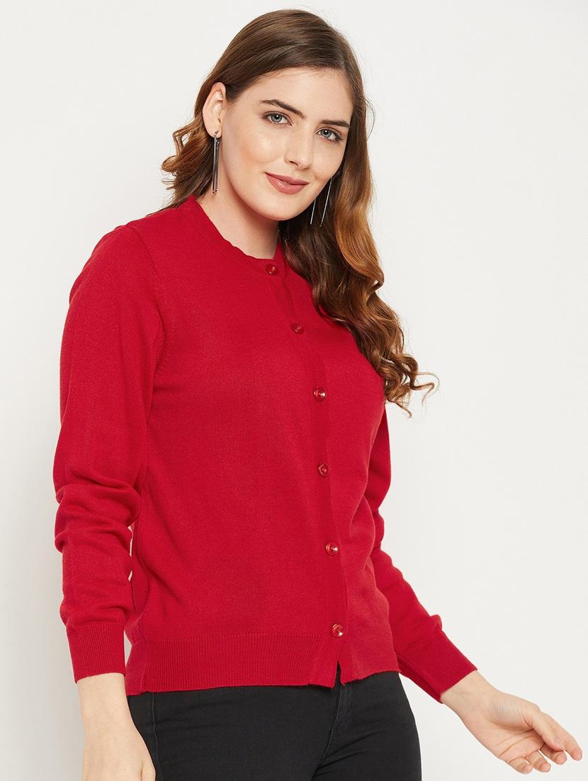 red red woolen cardigan - 20507136 - Standard Image - 2