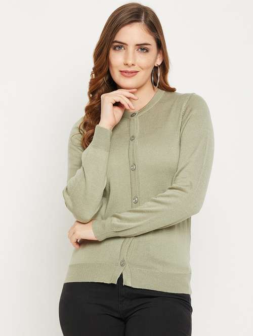 neo mint solid woolen cardigan